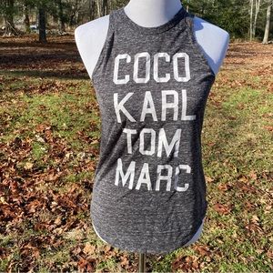 PRIORITEES TOP TEE MUSCLE TANK SLEEVELESS GRAY GRAPHIC COCO KARL TOM MARC SIZE S